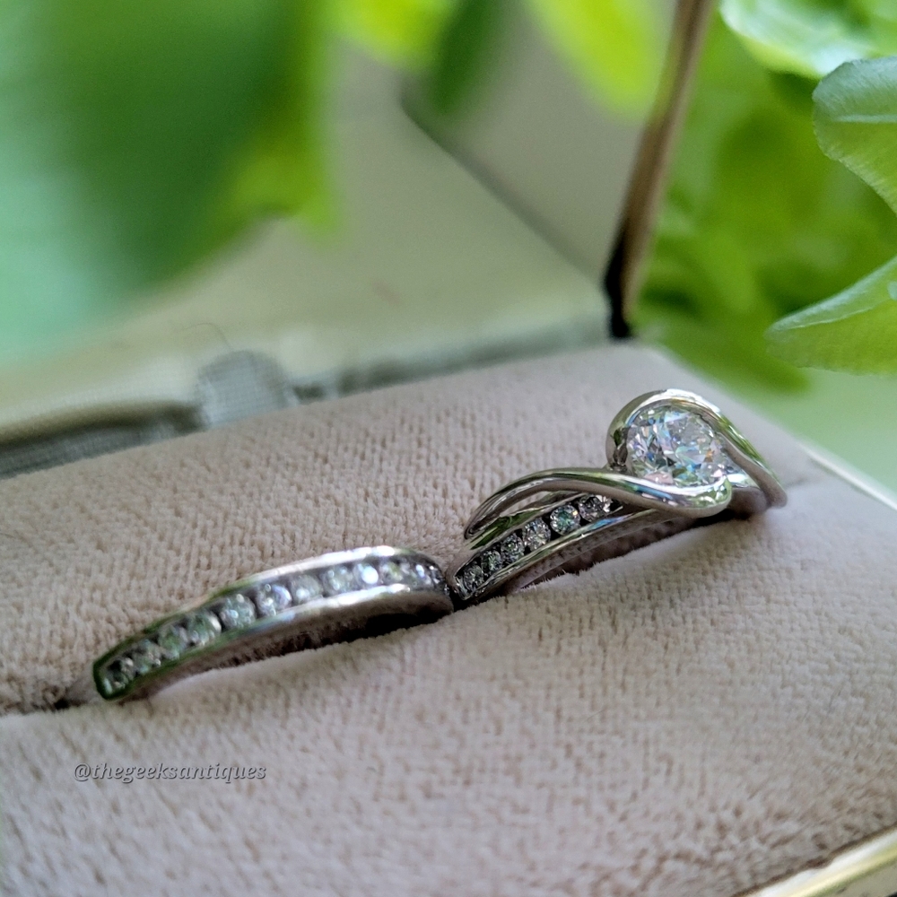 Canadian Diamond .51 SI2 Center Stone Bypass Engagement Ring Set VSI1 Band 1 ctw